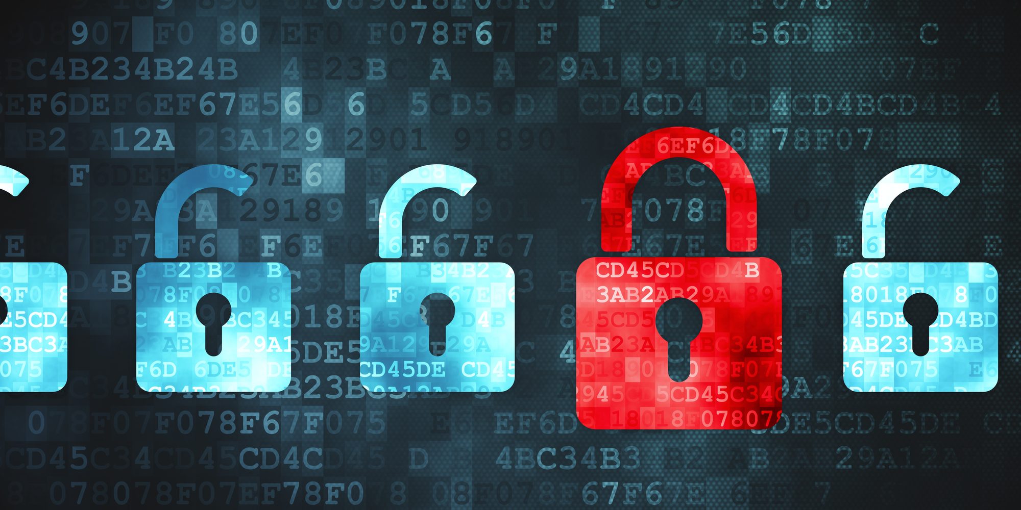 Safety concept: Locks on digital background