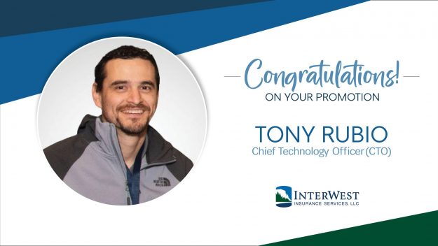 Congratulations to Tony Rubio on his well-deserved promotion to Chief Technology Officer (CTO) of InterWest Insurance Services