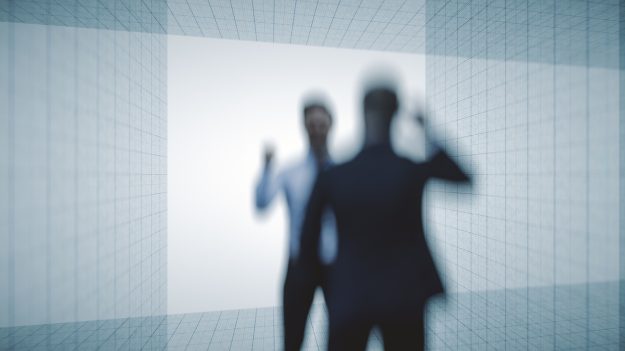 Standing businessmen arguing Standing businessmen arguing